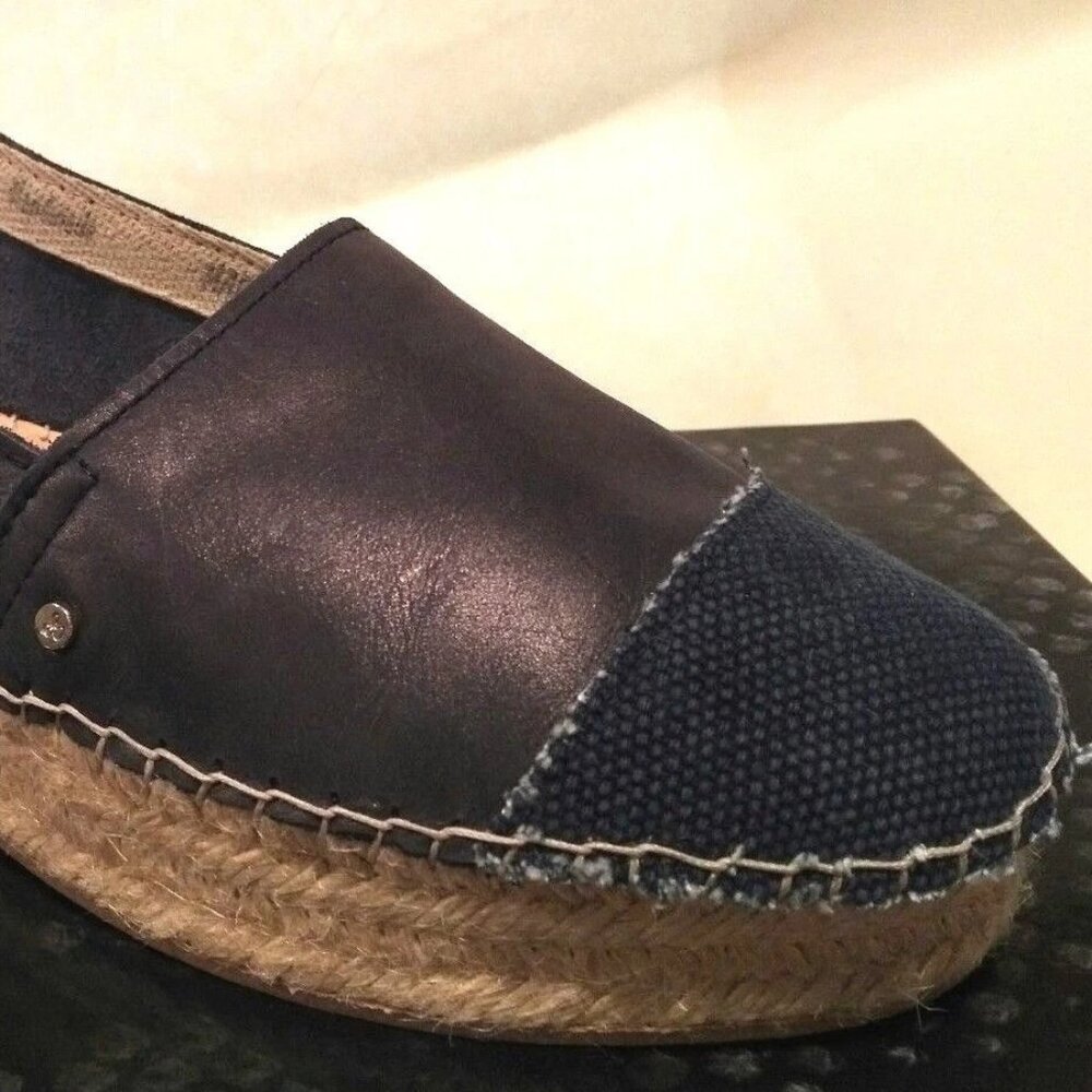 Sam Edelman New Wedges Leather Platform Espadrille 41/10 NAVY Handmade Spain